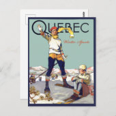 Quebec, wintersport in Canada, koppel op een ski Briefkaart (Voorkant / Achterkant)