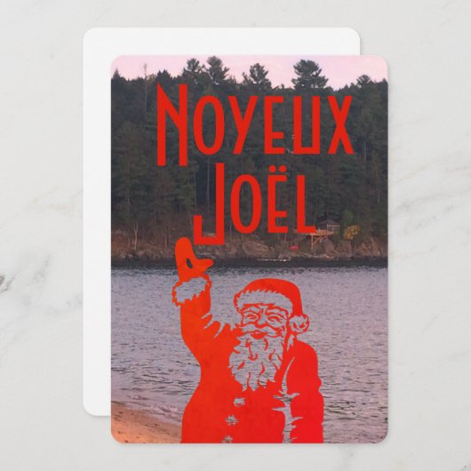 Québécois 70's retro kerstgroet met de Kerstman Feestdagenkaart (Voorkant / Achterkant)