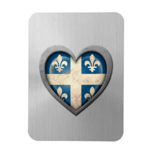 Quebecois Heart Flag Stainless Steel Effect Magneet