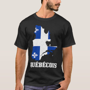 Quebecois Quebec Kaart Vlag Trots Canada T-shirt