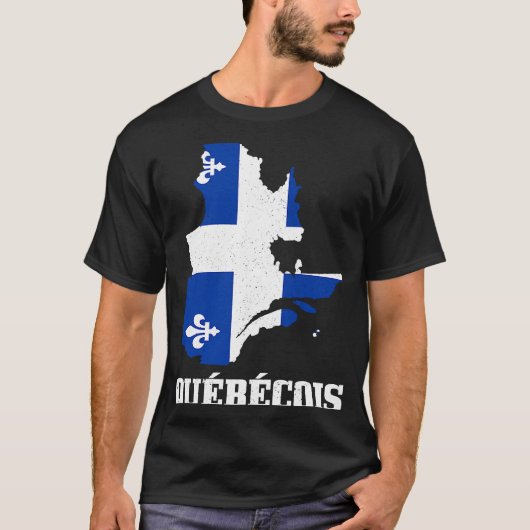 Quebecois Quebec Map Flag Pride Canada T-shirt (Voorkant)
