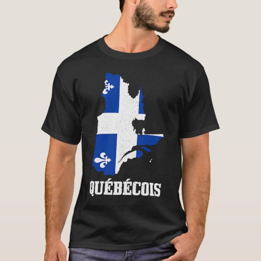 Quebecois Quebec Map Flag Pride Canada T-shirt (Voorkant)