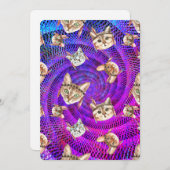 Quebecois Verjaardag Hippie kat hoofden psychedeli Feestdagenkaart (Voorkant / Achterkant)