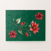 Quebra Cabeças Natal verde e Flores Vermelhas Legpuzzel (Horizontaal)