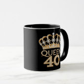 Queen 40 Verjaardag Black en Gold Crown Glam Desig Mok (Voorkant rechts)