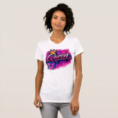 Queen Airbrush Graffiti Crown & Butterfly T-Shirt (Voorkant volledig)