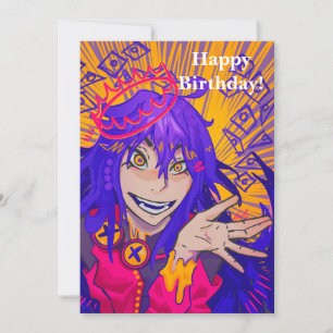 Queen anime happy birthday kaart