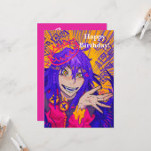 Queen anime happy birthday kaart (Voorkant / Achterkant in situ)