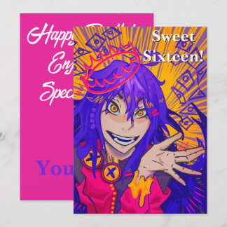 Queen anime sweet sixteen happy birthday kaart