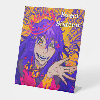 Queen anime sweet sixteen happy birthday reclamebord met voetstuk