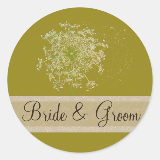 Queen Anne Kant Huwelijkszegel Ronde Sticker (Voorkant)