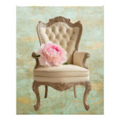 Queen Anne roze pioen met gouden groene achtergron Foto Afdruk (Voorkant)