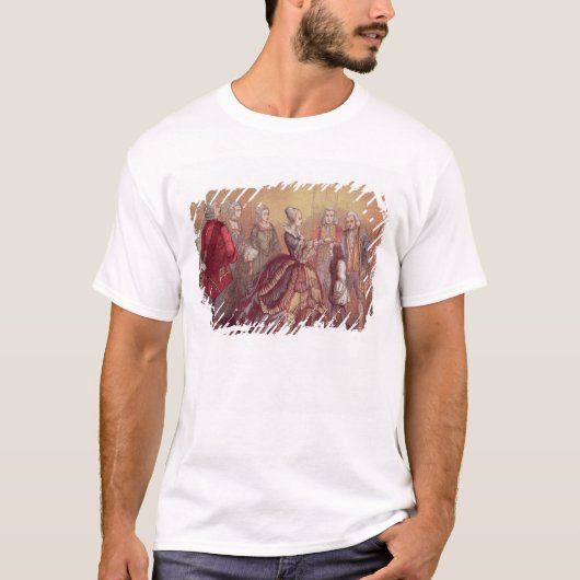 Queen Anne touching Dr. Johnson T-shirt (Voorkant)