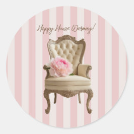 Queen Anne vleugelstoel Pink Peony Ronde Sticker
