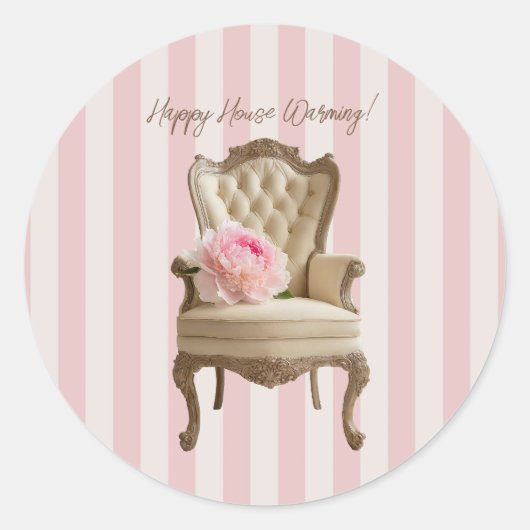 Queen Anne vleugelstoel Pink Peony Ronde Sticker (Voorkant)