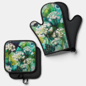 Queen Anne's Lace Abstract Ovenwant & Pannenlap Set (Voorkant / Achterkant)