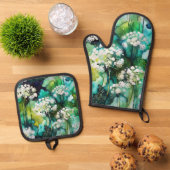 Queen Anne's Lace Abstract Ovenwant & Pannenlap Set (Top down)