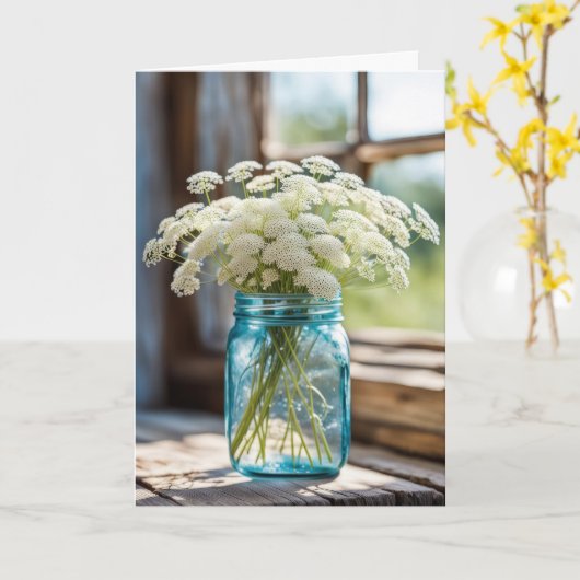 Queen Anne's Lace Boeket Kaart (Gele Bloem)