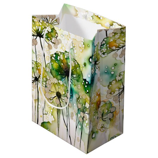Queen Anne's Lace en Bubbles Abstract Medium Cadeauzakje (Voorkant Gekanteld)
