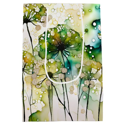Queen Anne's Lace en Bubbles Abstract Medium Cadeauzakje (Achterkant)