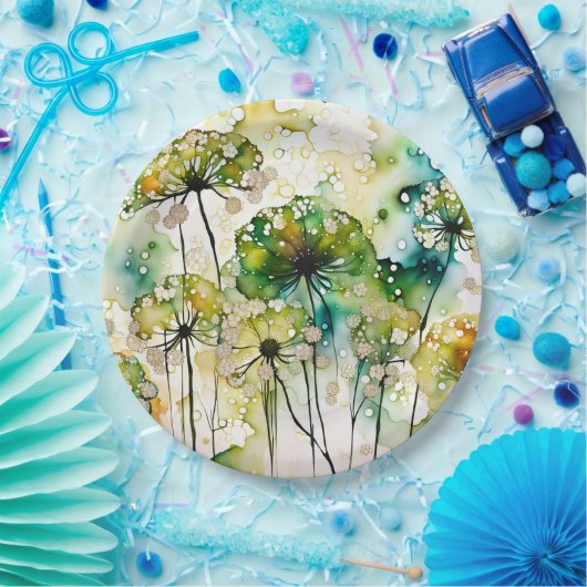 Queen Anne's Lace en Bubbles Abstract Papieren Bordje (Feest)