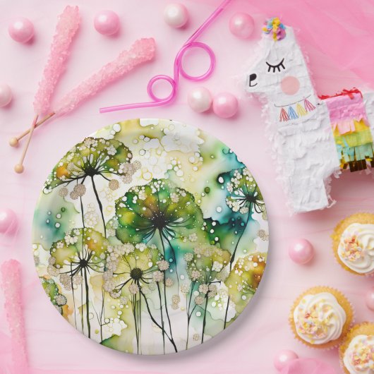 Queen Anne's Lace en Bubbles Abstract Papieren Bordje (Feest)