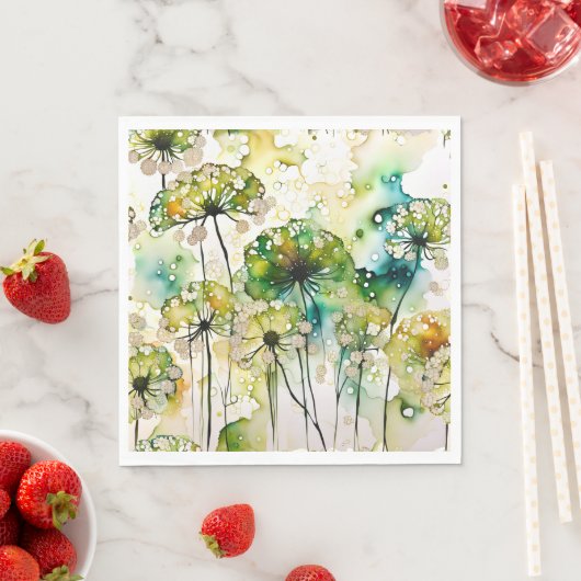 Queen Anne's Lace en Bubbles Abstract Servet (Insitu)