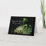 Queen Anne's Lace Happy Birthday Sister Kaart<br><div class="desc">Queen Anne's Lace wordt een wiet genoemd, maar het is een prachtige wiet. Het groeit in afvalgebieden, weiden, velden - overal waar er heldere zon is. Het brengt schoonheid aan bermen en overleeft in moeilijke omstandigheden. Ik denk dat dit plant een mooie representant is voor alle zussen die ons leven...</div>