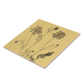 Queen Anne's Lace op een keramische Tegel (geel B) Tegeltje