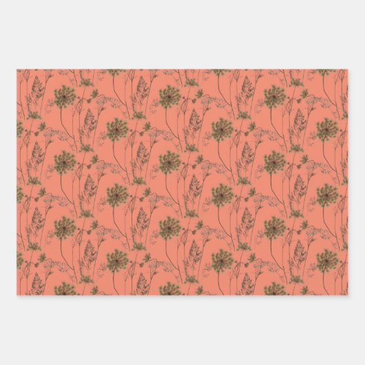 Queen Anne's Lace op een wikkelpapier set Inpakpapier Vel (Voorkant)