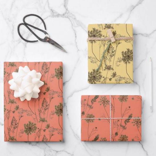 Queen Anne's Lace op een wikkelpapier set Inpakpapier Vel (Voorkant)