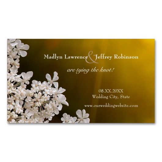 Queen Anne's Lace zonlicht bruiloft opslaan van de Visitekaartje Magneet (Voorkant)