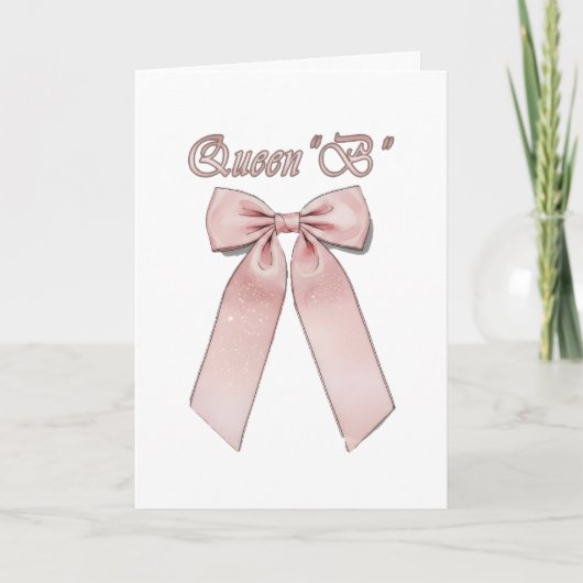 Queen B - Roze lint strikken Kaart (Voorkant)