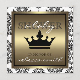 Queen Baby shower Invitation - Black and Gold Kaart