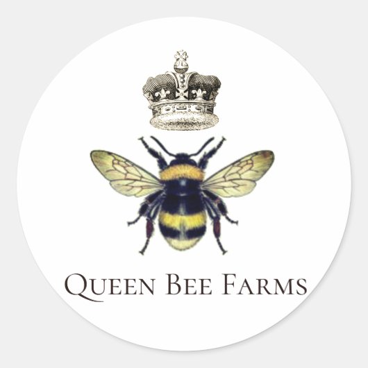 Queen Bee And Regal Crown Ronde Sticker (Voorkant)