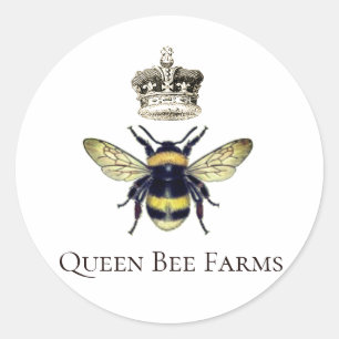 Queen Bee And Regal Crown Ronde Sticker