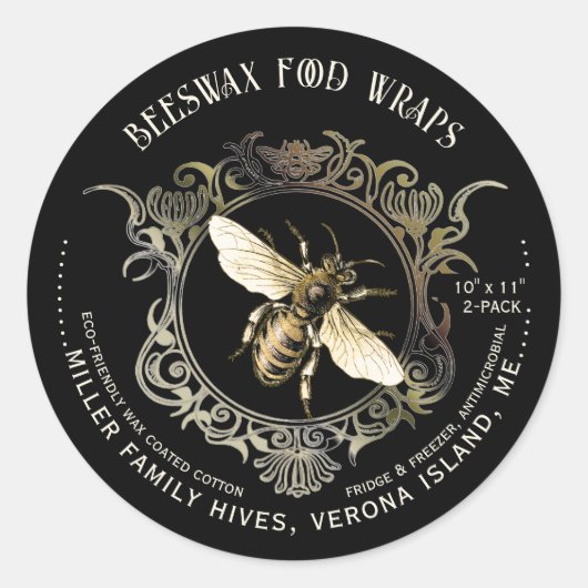Queen Bee Beekeeper's Beeswax Food Wrap Labels (Voorkant)
