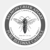 Queen Bee Beeswax Kaars Label Grijze Imker (Voorkant)