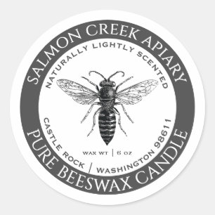 Queen Bee Beeswax Kaars Label Grijze Imker