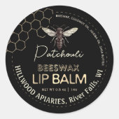 Queen Bee Beeswax Lip Balm Label Honingraat (Voorkant)