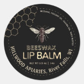 Queen Bee Beeswax Lip Balm Label Honingraat (Voorkant)