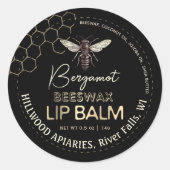 Queen Bee Beeswax Lip Balm Label Honingraat (Voorkant)