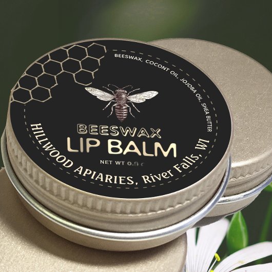 Queen Bee Beeswax Lip Balm Label Honingraat