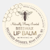 Queen Bee Beeswax Lip Balm Label Honingraat (Voorkant)