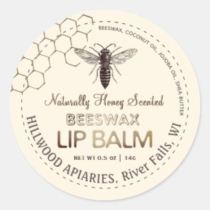 Queen Bee Beeswax Lip Balm Label Honingraat