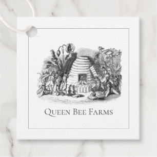 Queen Bee bijenkorf onder bloemen bijenstal of bij Bedankjes Labels