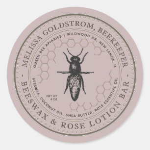 Queen Bee Bijenwas & Roos Lotion Bar Roze Label