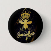 QUEEN BEE Black & Gold Marble BUTTON (Voorkant)