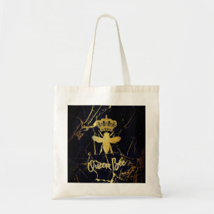QUEEN BEE Black & Gold Marble CANVAS TAS