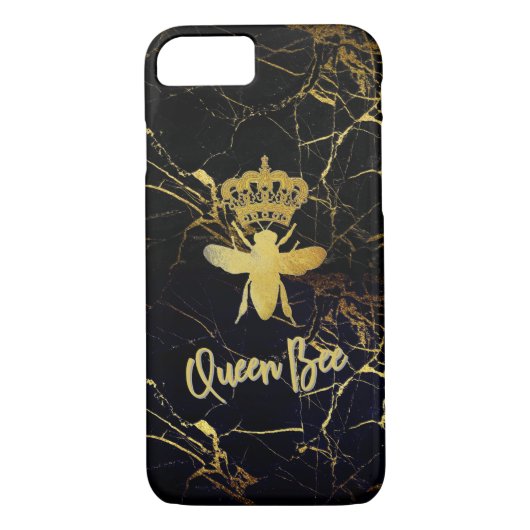 QUEEN BEE Black & Gold Marble iPhone CASE (Achterkant)